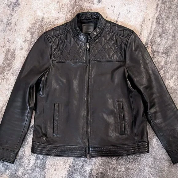 All Saints Zola Black Leather Jacket XXL